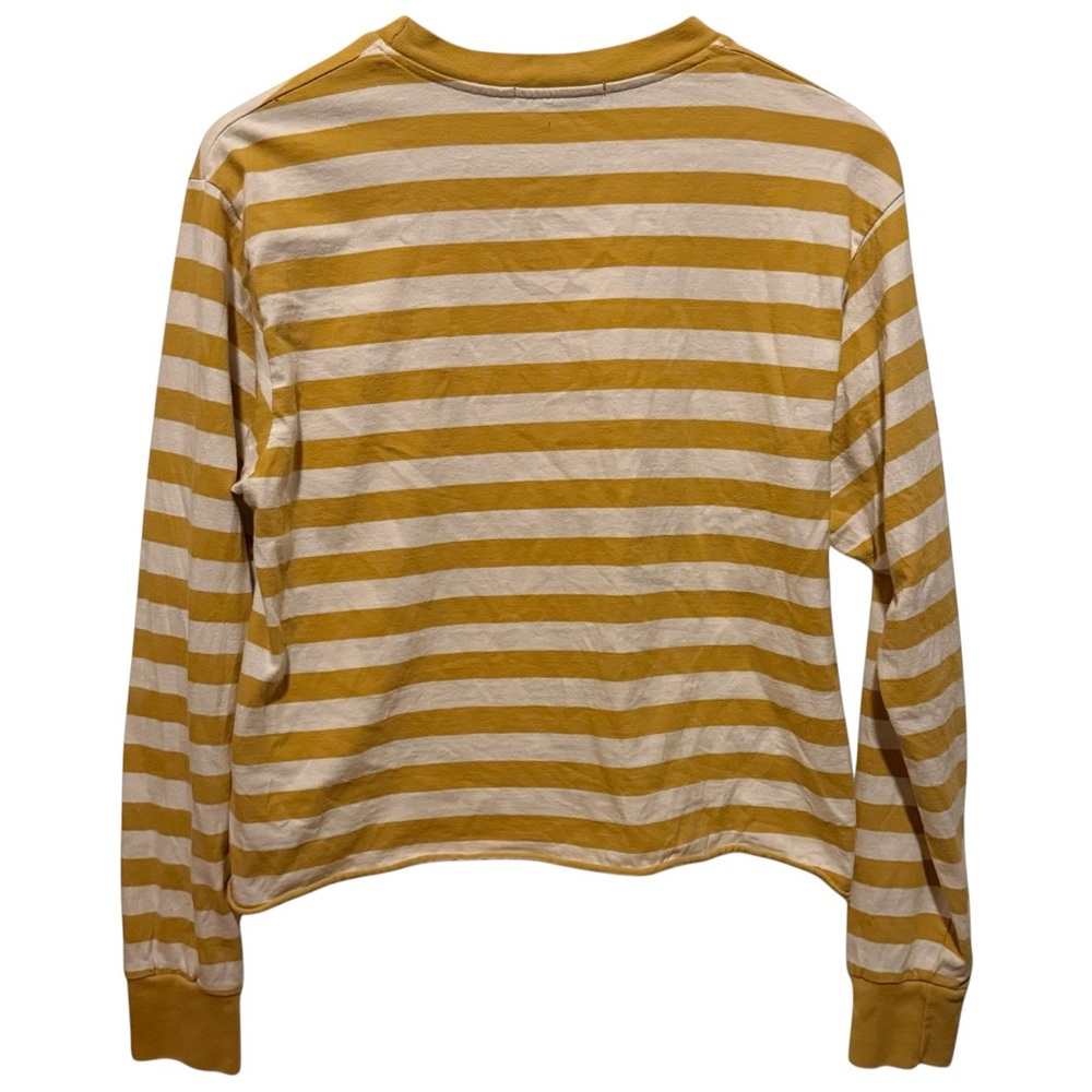 Brandy Melville Mustard Yellow Striped Long Sleeve Tee Italy Y2K Skater Coastal - Picture 5 of 7
